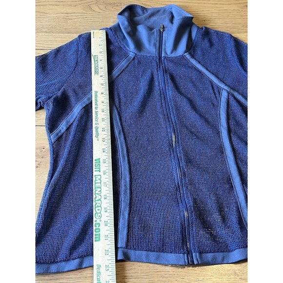 Picadilly‎ Size Large Blue Open Weave Mesh Cover Up Zip Beach Vacation Travel - Picture 4 of 11